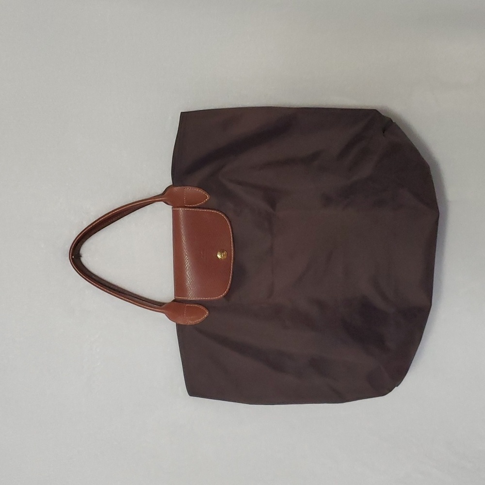 Longchamp Brown Nylon Tote with Tan Leather Trim
